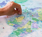 Multi Color - World Map canvas frame with multi color push pin and personalized name and text image 2