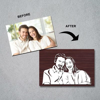 Personalized Image to Led Wooden Decal Couple